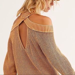 FREE PEOPLE COLD SHOULDER OPEN BACK SWEATER SIZE S